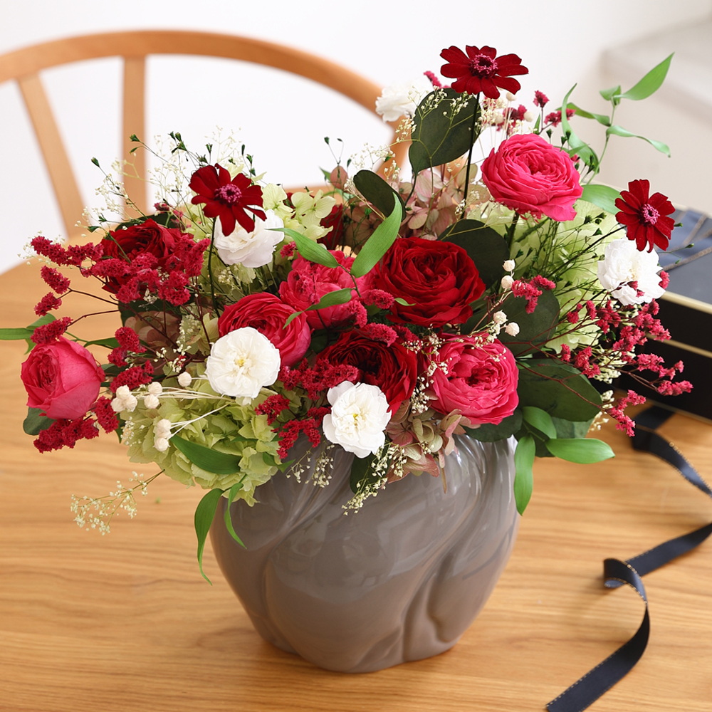 還暦祝いのお花にプリザーブドフラワー「セレブレート」女性還暦祝いプレゼント花女性【送料無料】