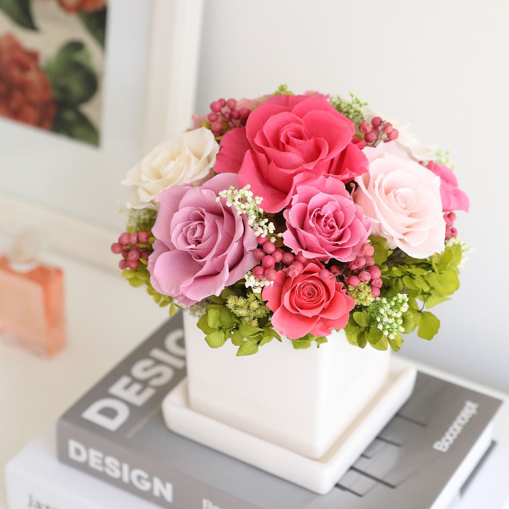 敬老の日/ギフト/プリザーブドフラワー/アレンジメント/ローズ/プリンセスローズ/プレゼント/インテリア