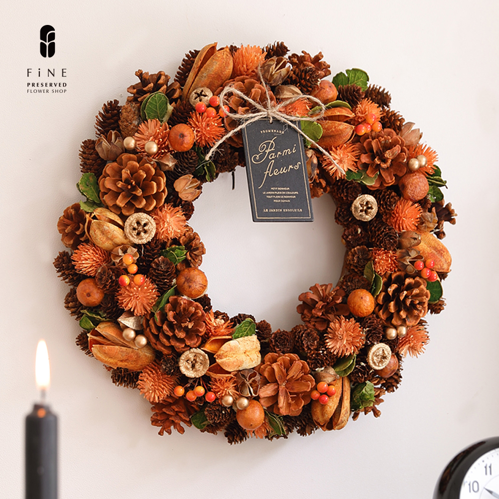 オータム輸入リース Lサイズ ハロウィン 秋 ドライリース ナチュラルリース