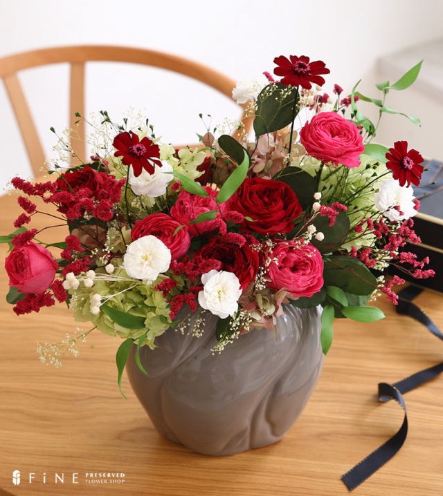 還暦祝いのお花にプリザーブドフラワー「セレブレート」女性還暦祝いプレゼント花女性【送料無料】