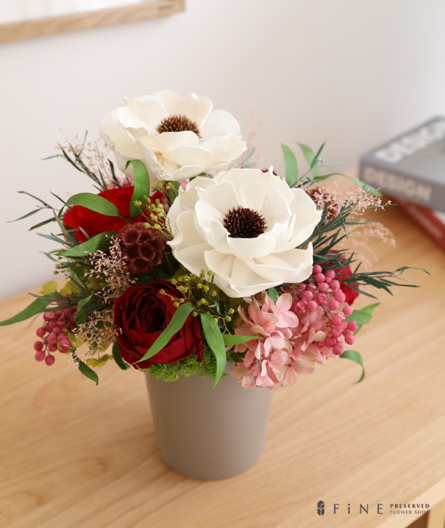 プリザーブドフラワー/アレンジメント/フルール/ギフト/プレゼント/アネモネ/インテリア