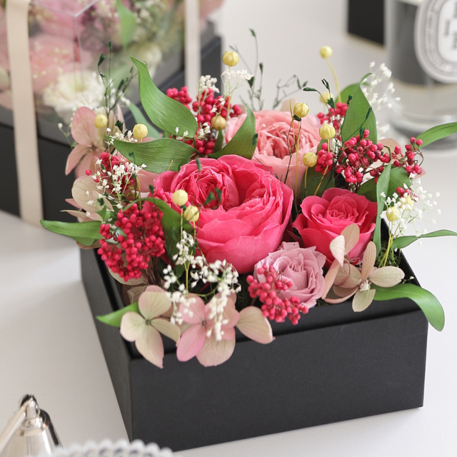 ＆BOX ボックスフラワー プリザーブドフラワー 敬老の日 2025花 誕生日
