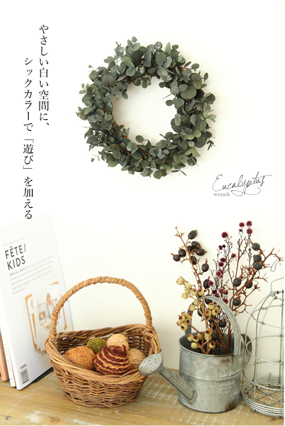 ユーカリリース インテリアグリーン リース 北欧インテリア 新築祝い 観葉植物 有料バッグ リースm対応