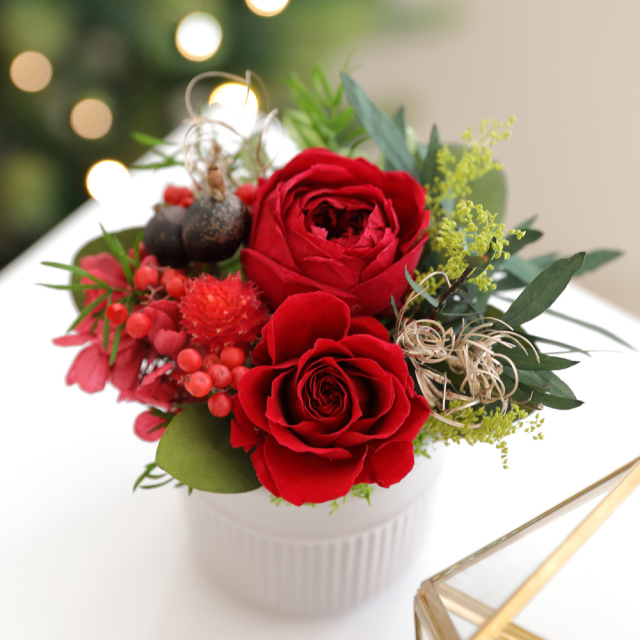 プリザーブドフラワー/クリスマス/クリスマスギフト/ギフト/プレゼント/フラワーボックス/敬老の日/母の日/誕生日/プチギフト/電報/祝電