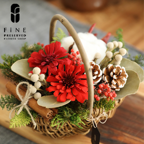 クリスマスバスケット - クリスマス プリザーブドフラワー ドライ