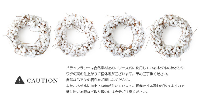 ワタの実リース - クリスマス リース 玄関用 玄関 壁 飾りウェルカム 