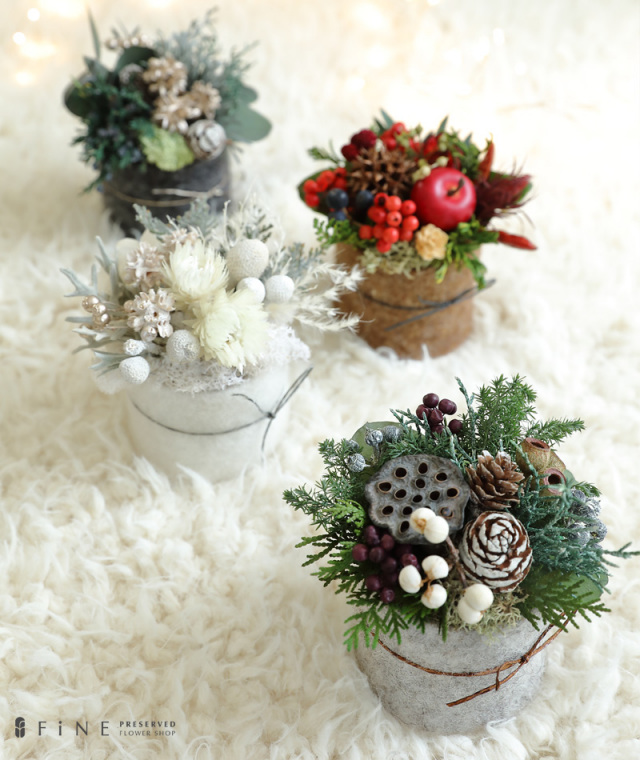 プリザーブドフラワー/アレンジメント/クリスマス/羊毛フェルト/ギフト/プレゼント/インテリア