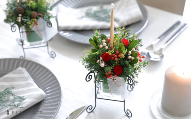 チムニー クリスマス プレゼント ギフト プリザーブドフラワー キャンドル インテリア テーブル ディスプレイ 誕生日 結婚祝い 有料バッグ M対応 別売り