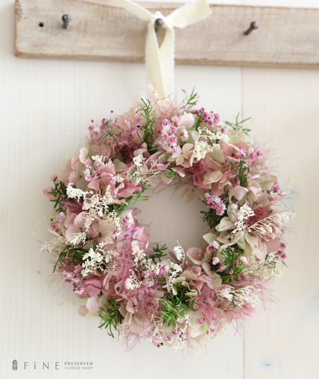 プリザーブドフラワー/アレンジメント/リース/プリュム(plume)リース/ギフト/プレゼント/春/インテリア