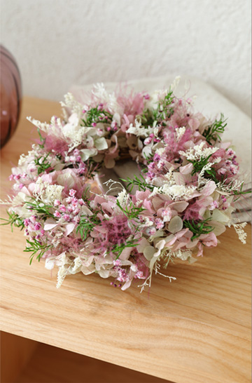 プリザーブドフラワー/アレンジメント/リース/プリュム(plume)リース/ギフト/プレゼント/春/インテリア