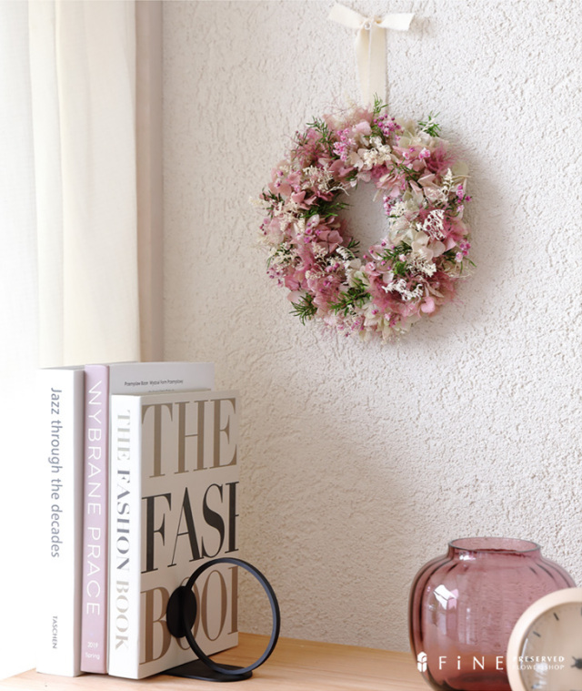 プリザーブドフラワー/アレンジメント/リース/プリュム(plume)リース/ギフト/プレゼント/春/インテリア