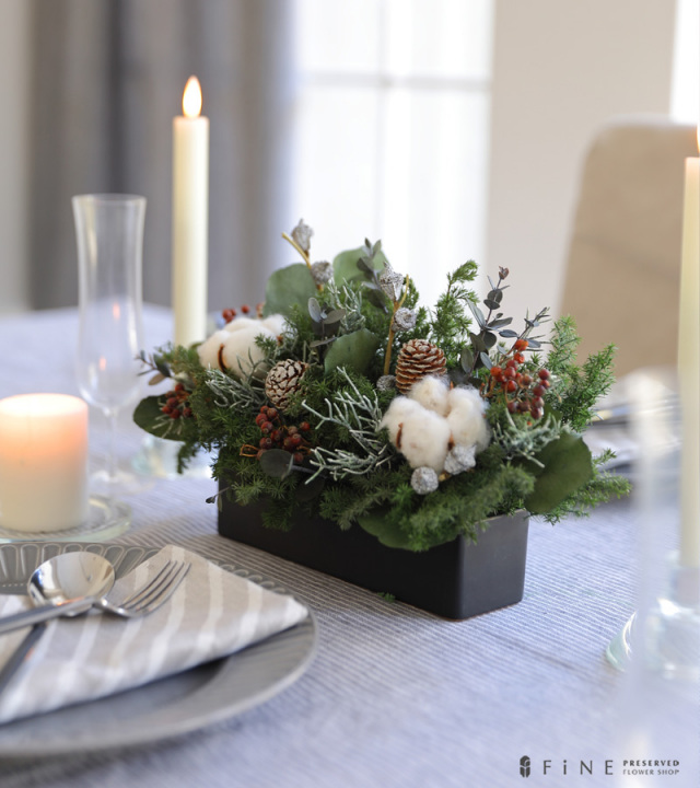 プリザーブドフラワー/ギフト/プレゼント/プリザーブドグリーン/クリスマス/テーブルフラワー