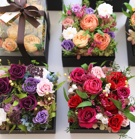 ＆BOX L ボックスフラワー プリザーブドフラワー 敬老の日 2025花 誕生