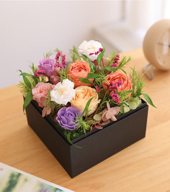 ＆BOX L ボックスフラワー プリザーブドフラワー 敬老の日 2025花 誕生