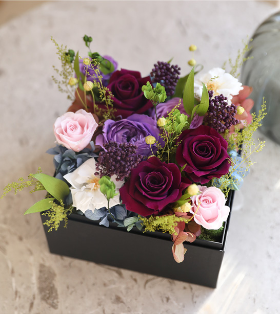 ＆BOX L ボックスフラワー プリザーブドフラワー 敬老の日 2025花 誕生