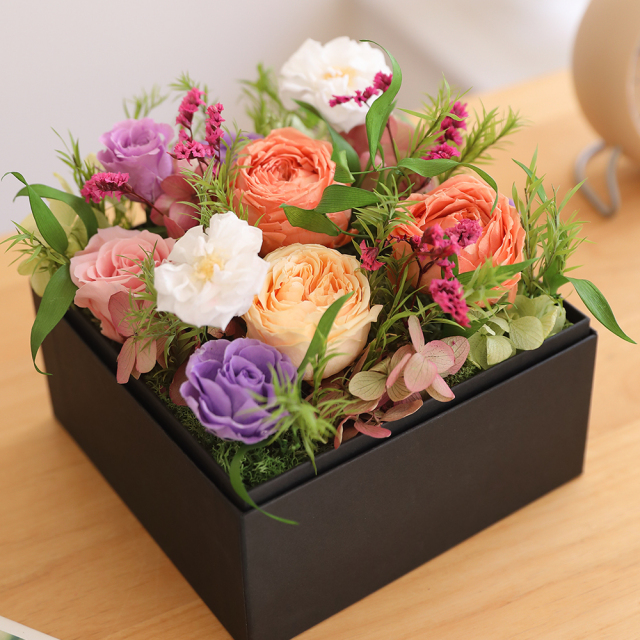＆BOX L ボックスフラワー プリザーブドフラワー 敬老の日 2025花 誕生