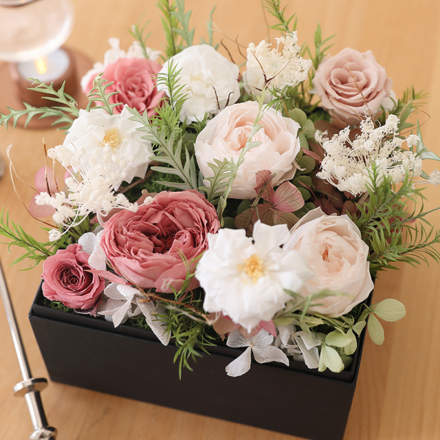 ＆BOX L ボックスフラワー プリザーブドフラワー 敬老の日 2025花 誕生