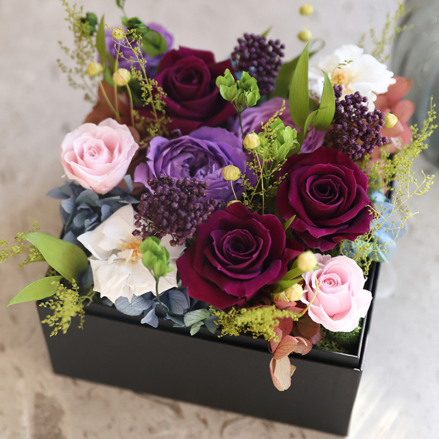 ＆BOX L ボックスフラワー プリザーブドフラワー 敬老の日 2025花 誕生