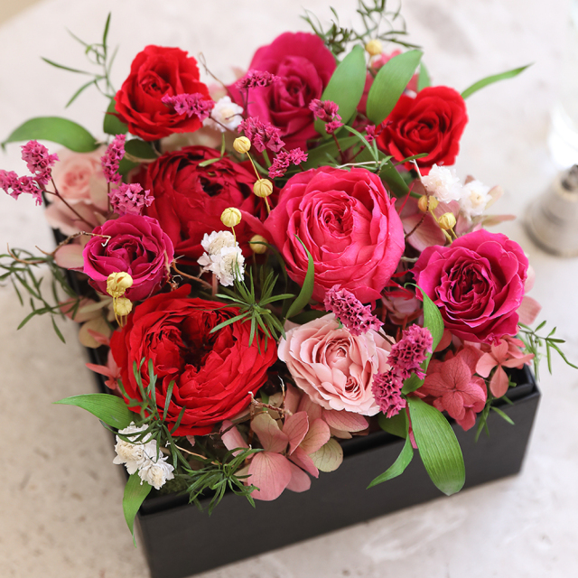 ＆BOX L ボックスフラワー プリザーブドフラワー 敬老の日 2025花 誕生