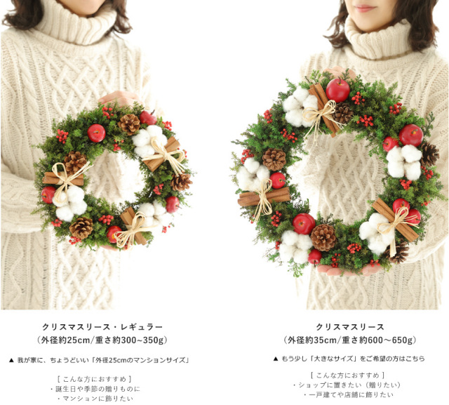 クリスマスリース レギュラーサイズ X対象 クリスマス プレゼント プリザーブドフラワー 玄関 クリスマスギフト ディスプレイ 有料バッグ リース M対応