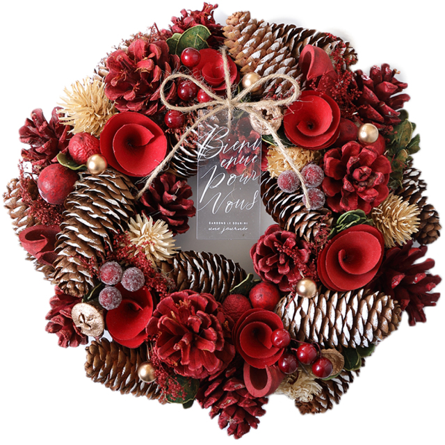 クリスマス輸入リースMサイズ【輸入ドライリース】 - 直径約32～35cm