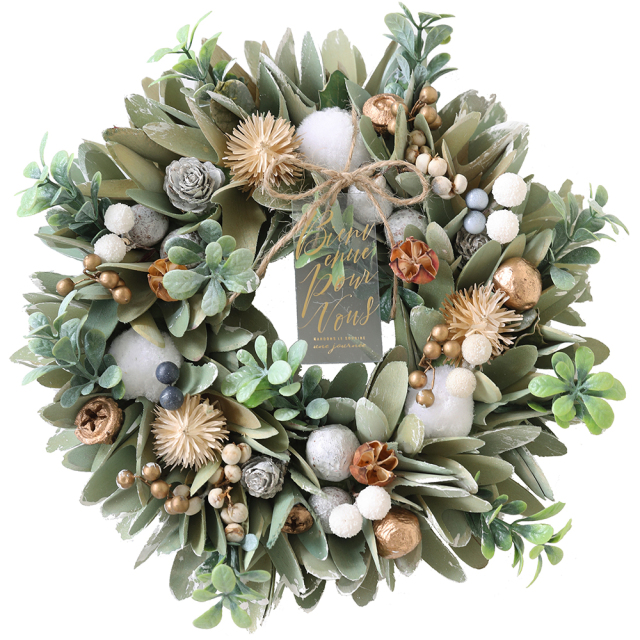 クリスマス輸入リースMサイズ【輸入ドライリース】 - 直径約32～35cm