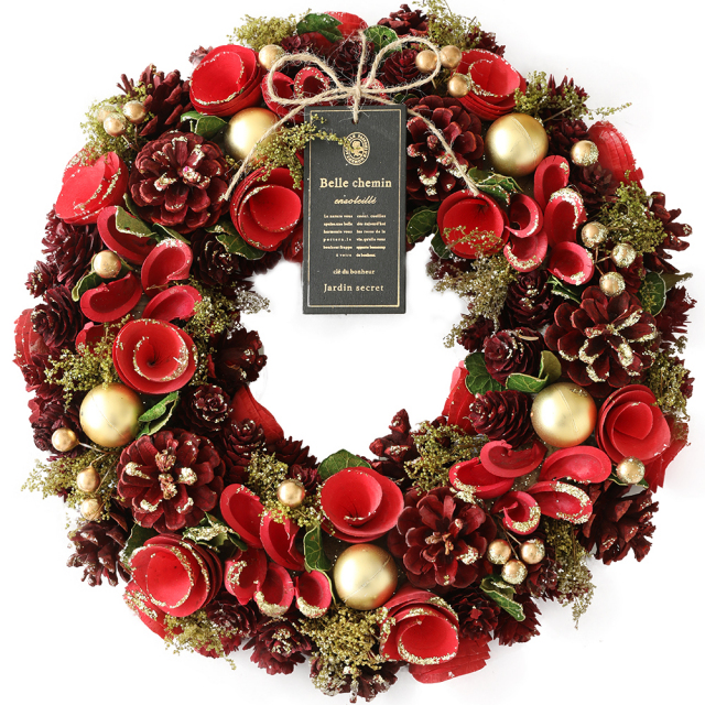 クリスマス輸入リースLサイズ【輸入ドライリース】 - 直径約32