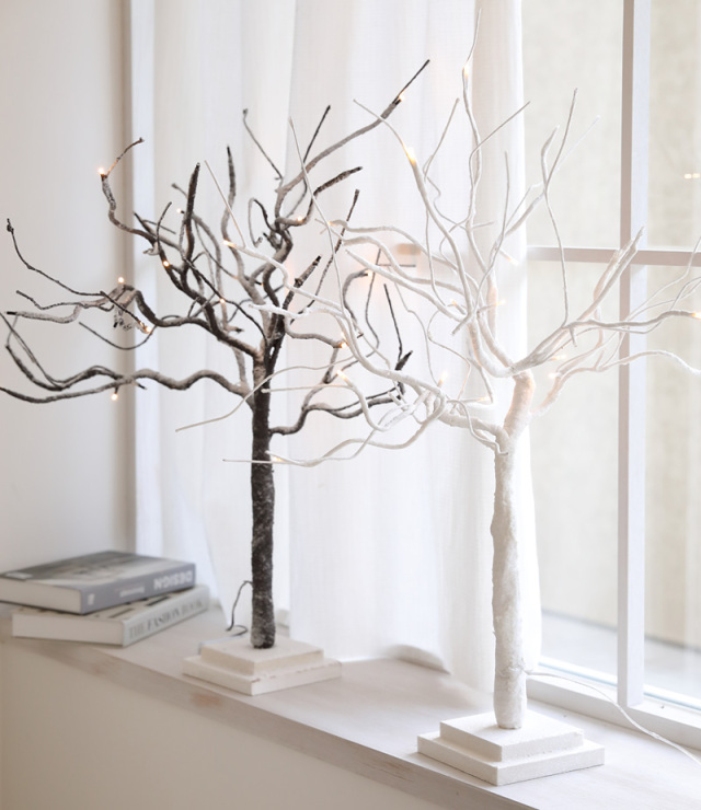 新品　クリスマス ブランチツリー Lサイズ２色展開ブラック＆ホワイト 白樺 ブランチ LEDツリー 80cm（枝2本） クリスマスツリー 2