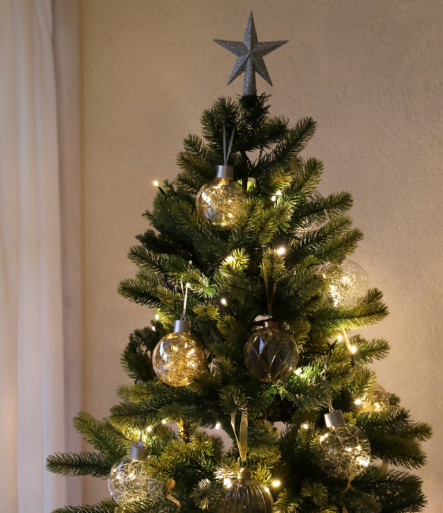 クリスマス雑貨／LEDライトGLASSオーナメント3p