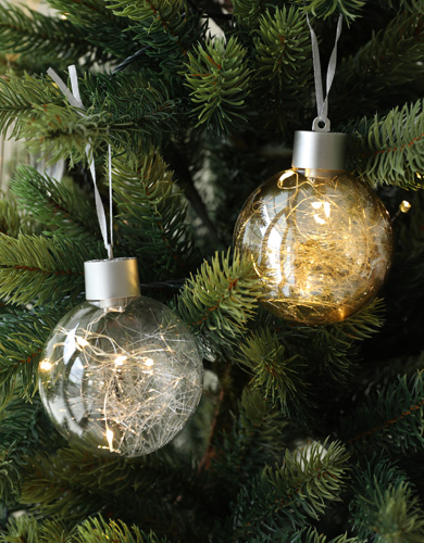 クリスマス雑貨／LEDライトGLASSオーナメント3p