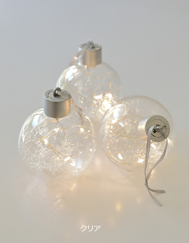 クリスマス雑貨／LEDライトGLASSオーナメント3p