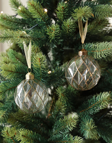 クリスマス雑貨／GLASSオーナメントダイヤライン2p