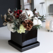 プリザーブドフラワー/アレンジメント/コットン/ハロウィン/クリスマス/モダン/モノトーン/インテリア/ギフト/プレゼント/インテリア