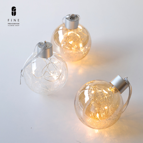 クリスマス雑貨／LEDライトGLASSオーナメント3p