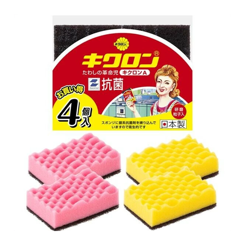 キクロン キクロンA 抗菌 研磨粒子入 キッチンスポンジ 4個入り