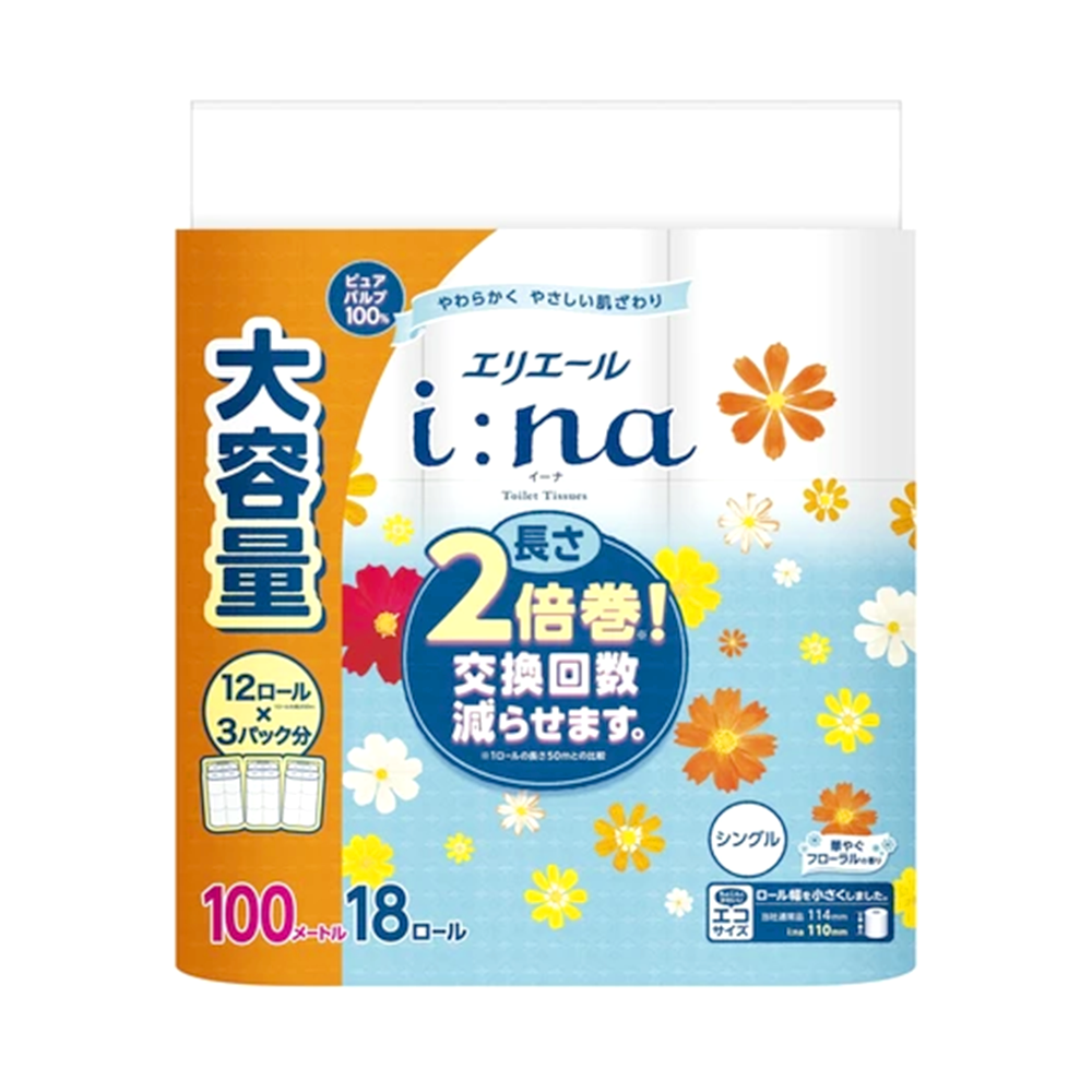 エリエール i：na（イーナ）トイレットティシュー（シングル）18ロール