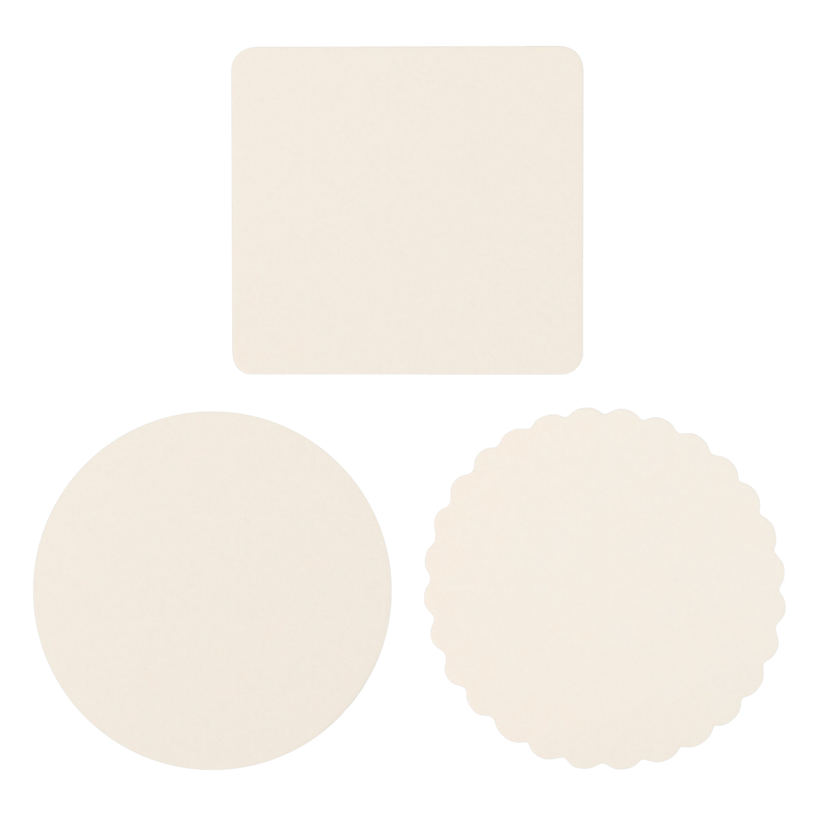 【ネコポス可】 紙 コースター クリーム カタチいろいろ 90/1mm 20枚