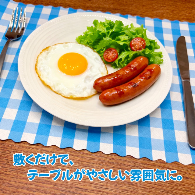 チェック柄の紙ランチョンマット｜使い捨て おしゃれ 飲食店・イベント用