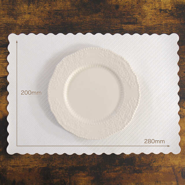 紙 ランチョンマット 小サイズ 白 波型 S-35