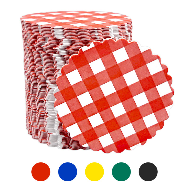 紙 コースター チェック柄 菊丸型 90/1mm