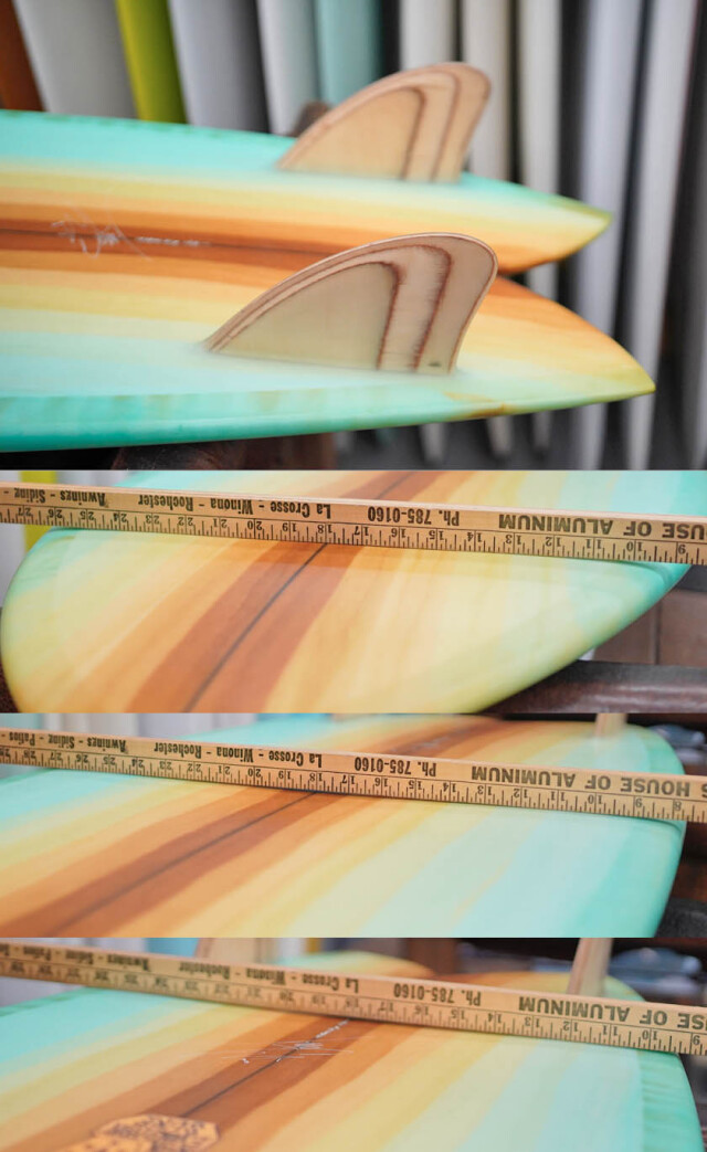 極美品　McCallum 5'7 シングル　ツインフィン CAPTAIN FIN] JEFF MCCALLUM TWIN KEEL Glass Acid Splash Single Tab