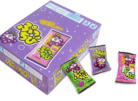 【駄菓子のまとめ買い・飴・チューイング系の駄菓子】 明チュウ ぷっちびグレープ（50個入)