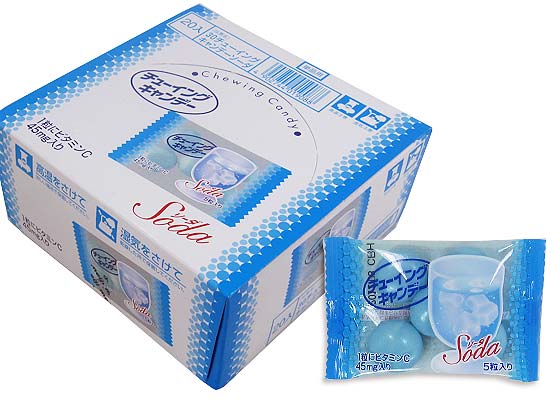 【駄菓子のまとめ買い・飴・チューイングの駄菓子】 明チュウ チューイングキャンディ ソーダ味 （20個入）