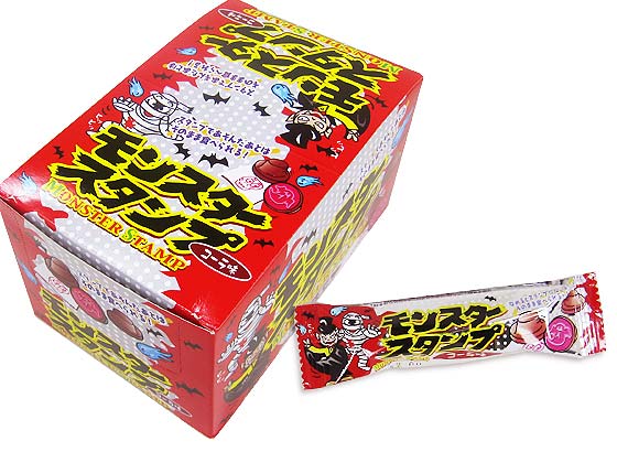 【駄菓子のまとめ買い・飴・チューイング系の駄菓子】 やおきん モンスタースタンプ コーラ （50個入）