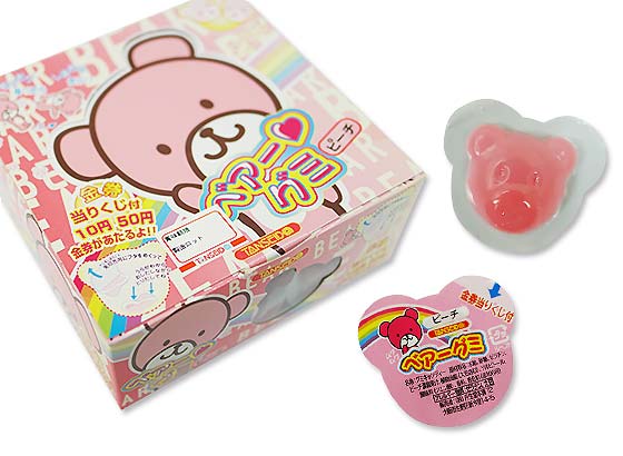 【業務用金券付き駄菓子まとめ買い・グミ系の駄菓子】丹生堂 ベアーグミ ピーチ（100＋金券分24個）