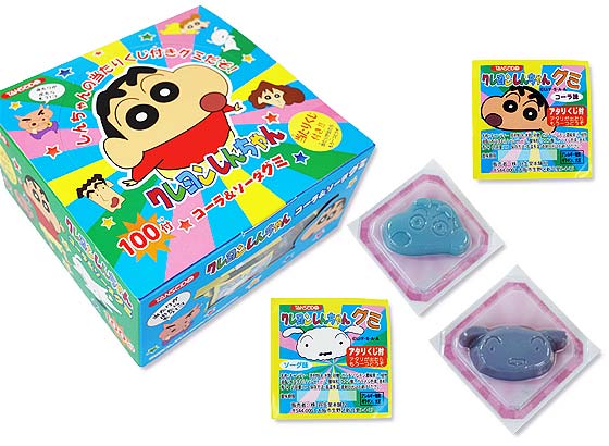 業務用当たりくじ付き駄菓子まとめ買い・グミ系の駄菓子 丹生堂  クレヨンしんちゃん コーラ＆ソーダグミ（100＋当たりくじ分8個）
