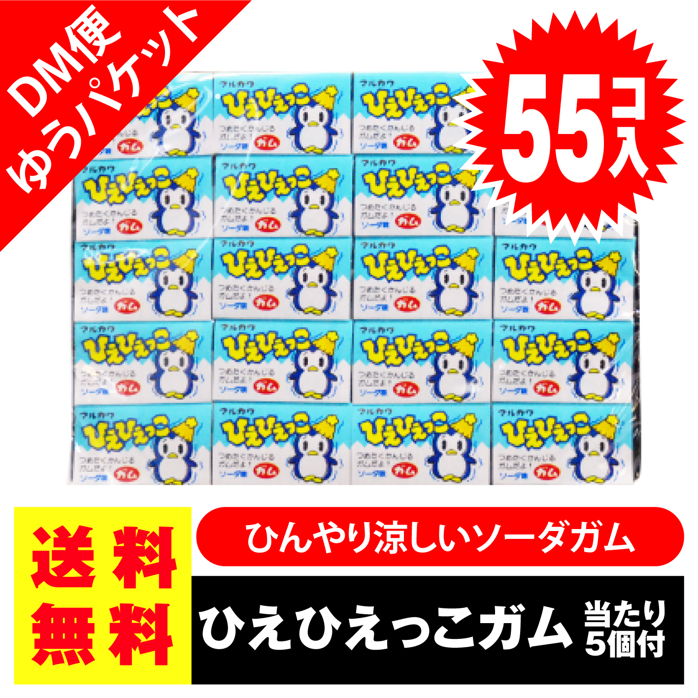 送料無料 ポッキリ 価格 マルカワ ひえひえっこガム 55個入+5個当 ポイント消化 外袋無 ゆうパケットDM便