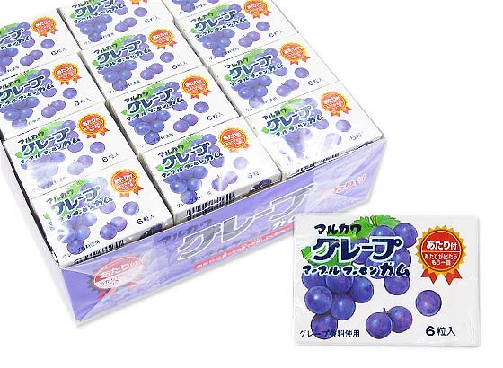 【駄菓子のまとめ買い・ガム系の駄菓子】 マルカワ 6粒グレープマーブルガム（33個プラス当たり3個）