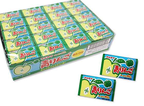お菓子のまとめ買い・ガム系の駄菓子 マルカワ 青りんご フーセンガム (55+5個あたり入)
