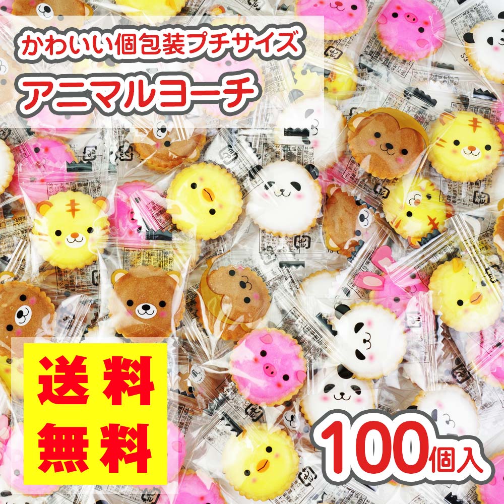 送料無料  プチ アニマル ヨーチ (100個入)   駄菓子 まとめ買い 大袋 業務用 徳用 ビスケット系のお菓子